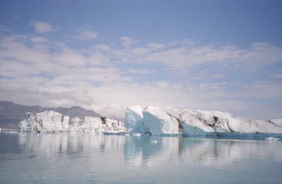 A slightly blue coloured iceberg