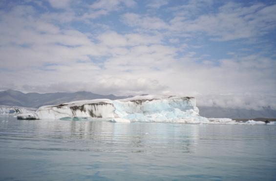 A broken iceberg (which broke while we were there) exposing blue ice