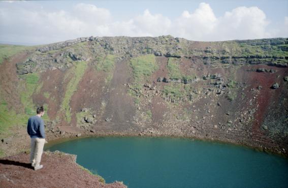 Gordon standing by the Keri crater